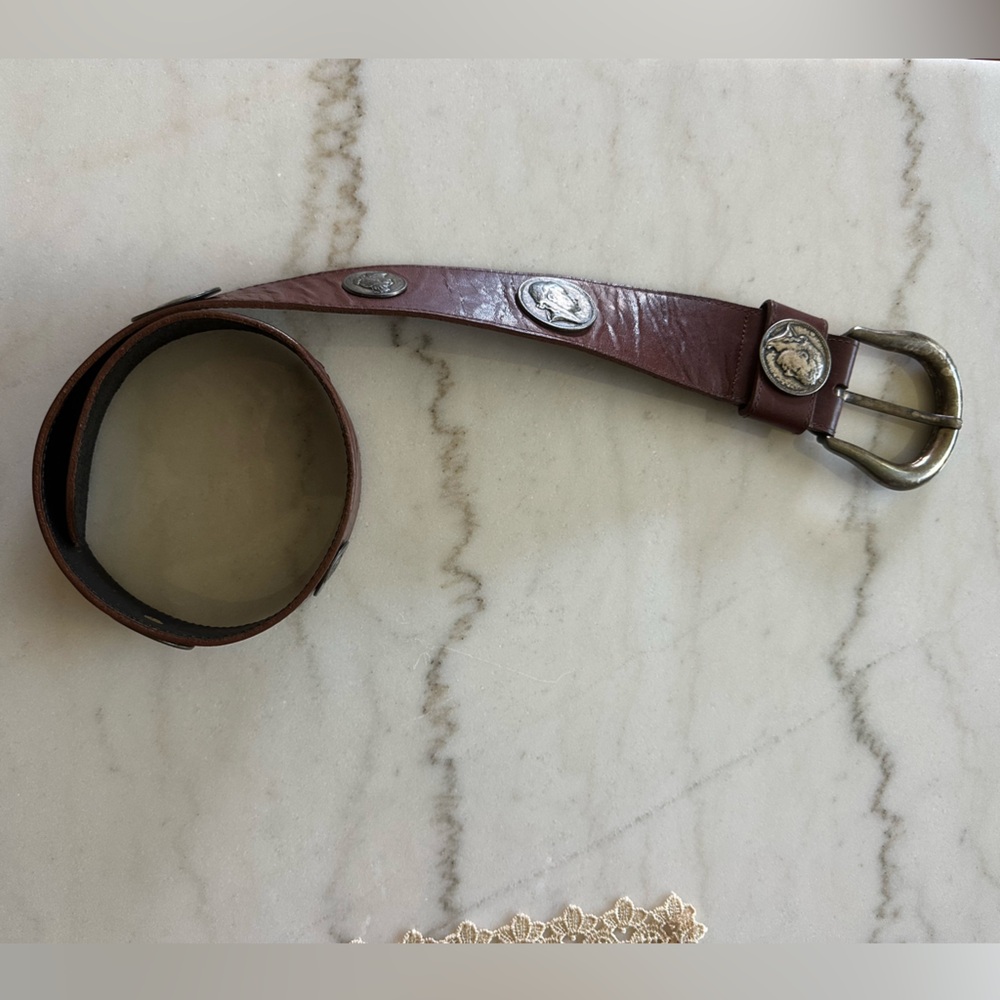 Republique Franchise Genuine Leather Coin Belt With Silver Accents Size S. - Picture 2 of 5